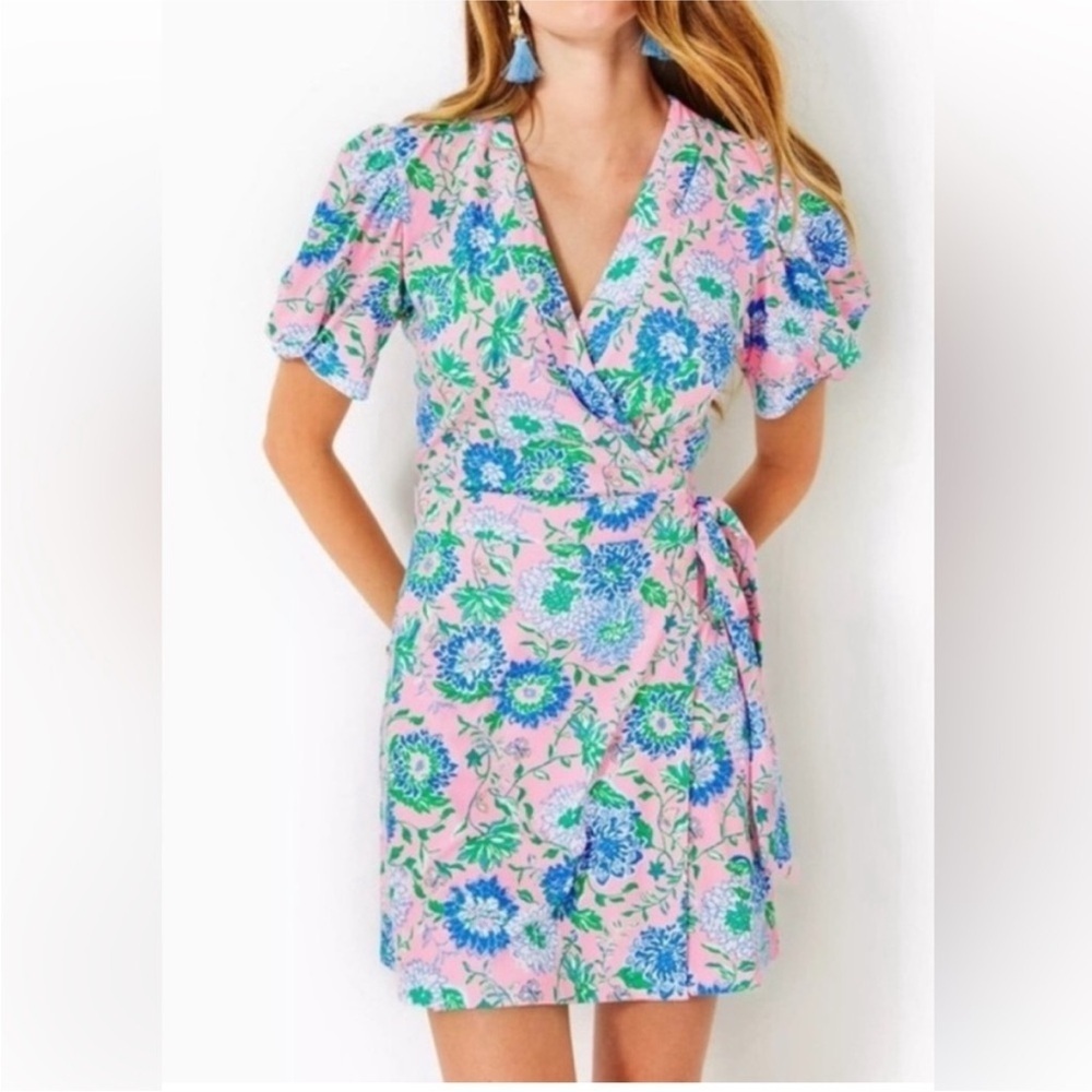 Lilly Pulitzer Sailynn Floral Puff-Sleeve Romper Size Small NWOT